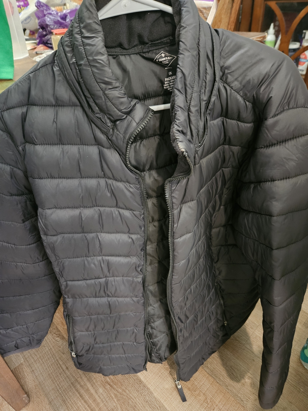 St. John's Bay Black Quilted Packable Puffer Jacket - Picture 3 of 10